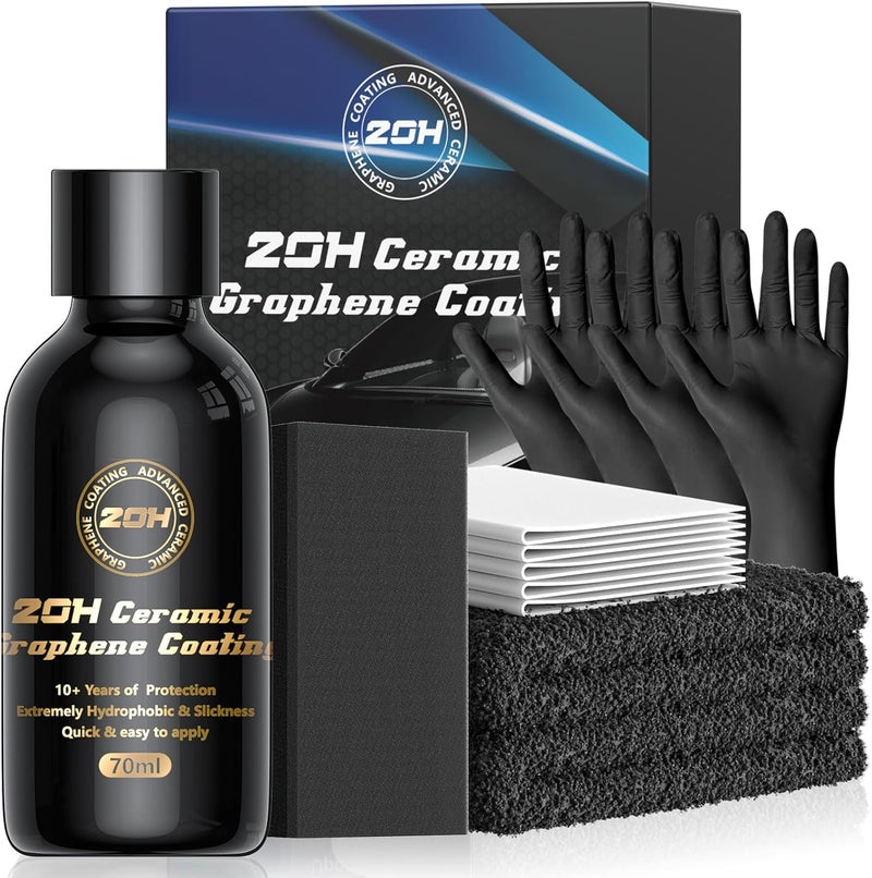 DRONAR 20H Professional Graphene Ceramic Coating for Cars (70ml) - 10+ Years Protection, Hydrophobic, Scratch & UV Resistant, High Gloss Finish - Professional-Grade Car Detailing Kit - Easy Application - Image 1